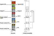 Beckhoff. 2-канальный выходной модуль дискретных ШИМ-сигналов 24 В постоянного тока, 0,1 A, 4-проводная технология - KL2502 Beckhoff