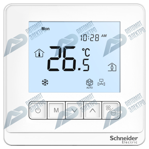 SE Термостат комнатный цифровой, вкл/выкл для 4-тр.фанкойла Deluxe бел ~230В