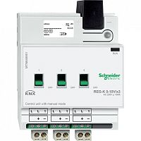 SE Merten KNX Светорегулятор/блок упр-я 0-10В 3-канальный (силовой контакт 16А) возможность ручного управления DIN-рейка