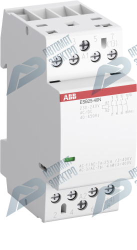 ABB Контактор ESB25-40N-01 модульный (25А АС-1, 4НО), катушка 24В AC/DC