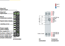 Beckhoff. EtherCAT Box, 2 счётчик прямого и обратного счёта 24 В постоянного тока, 32 бит, 1 кГц, 8 цифровых входов 24 В постоянного тока, входной фильтр регулируется 0…100 мс, М12, М12 - EP1518-0002 Beckhoff