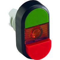 ABB MPD Кнопка двойная MPD12-11R (зеленая/красная-выступающая) красная-в ыступающая линза без текста