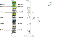 Beckhoff. 4-канальный модуль аналогового входа 0…10 В, одножильная технология подключения, 12 бит - KS3064 Beckhoff
