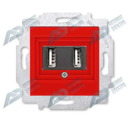 ABB EPJ Levit красный / дымчатый чёрный USB зарядка двойная, красный