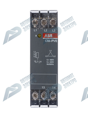 ABB CM-PVE Реле контроля напряжения, 3ф, Umin/max L1- L2-L3 320-460В AC, 1НО контакт фото 2
