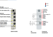 Beckhoff. IO Link Box, литой цинковый корпус, 2 аналоговых входа -10…+10 V или 0/4…20 мA, 2 аналоговых выхода -10…+10 V или 0/4…20 мA, программируемый, 16 бит, М12 - ERI4374-0002 Beckhoff