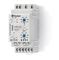 Finder Реле контрольное для 3-фазных сетей; пониженное/повышенное напряжение, обрыв/чередование/асимметрия фаз, контроль нейтрали, настраиваемые диапа