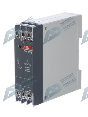 ABB CM-PVE Реле контроля напряжения, 3ф, Umin/max L1- L2-L3 320-460В AC, 1НО контакт