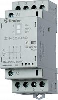 Finder Модульный контактор; 2NO+2NC 25А; контакты AgNi; катушка 24В АС/DC; ширина 35мм; степень защиты IP20; опции: переключатель Авто-Вкл-Выкл + мех.