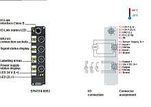 Beckhoff. IO Link Box, 2 аналоговых входа -10…+10 V или 0/4…20 мA, 2 аналоговых выхода -10…+10 V или 0/4…20 мA, программируемый, 16 бит, М12 - EPI4374-0002 Beckhoff