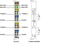 Beckhoff. 4-канальный модуль аналогового выхода 0…10 В, 12 бит - KL4004 Beckhoff