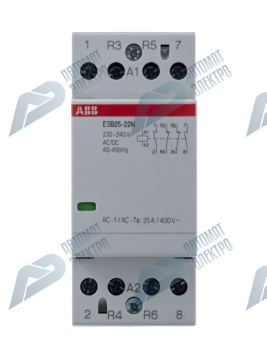 ABB Контактор ESB25-22N-06 модульный (25А АС-1, 2НО+2НЗ), катушка 230В AC/DC фото 2