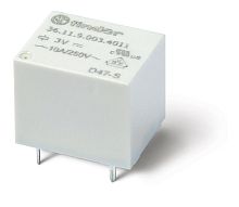 Finder Миниатюрное электромеханическое реле; монтаж на печатную плату; формат "кубик сахара"; 1CO 10A; Контакты AgSnO2; катушка 9В DС;  влагозащита RT