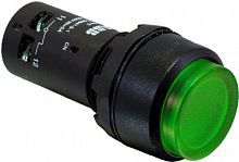 ABB Кнопка с подсветкой CP3-13G-10 зеленая 220В AC/DC с выступающей клавишей без фиксации 1НО