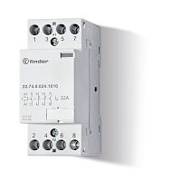 Finder Модульный контактор; 4NC 32А; контакты AgNi; катушка 24В АС/DC; ширина 17.5мм; степень защиты IP20; опции: мех.индикатор