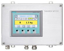 7MH4965-2AA01 SIWAREX WT231 Weighing Terminal Weighing Terminal for use with Platformscales, Binweighing and further. - Stainless steel enclusure with 9 feed troughs - includes SIWAREX WP231, - SIMATIC KTP400 Basic Color PN - Far range power supply 100-24