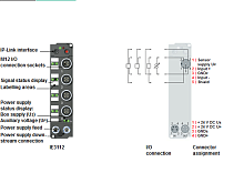 Beckhoff. Коробка расширения, 4 аналоговых дифференциальных входа 0/4…20 мA, 16 бит, М12; I/O штекер М12, 5-контактный, привинчивающийся - IE3112 Beckhoff