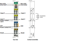 Beckhoff. 2-канальный модуль аналогового входа ±5 V, для мониторинга состояния (IEPE), с сертификатом калибровки - EL3632-0020 Beckhoff