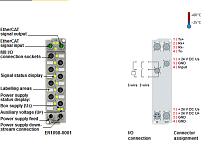 Beckhoff. EtherCAT Box, литой цинковый корпус, 8 цифровых входов 24 В постоянного тока, входной фильтр 10 µс, отрицательного переключение, М8; I/O штекер М8, привинчивающийся - ER1098-0001 Beckhoff