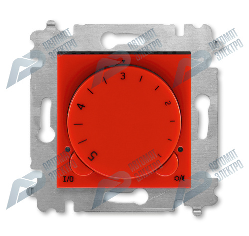 ABB EPJ Levit красный / дымчатый чёрный Терморегулятор универсальный, с поворотной ручкой, 16A, красный/дымчатый чёрный