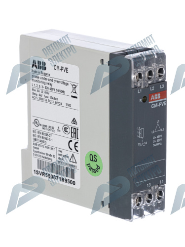 ABB CM-PVE Реле контроля напряжения, 3ф, Umin/max L1- L2-L3 320-460В AC, 1НО контакт фото 4