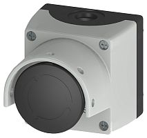 3SB3801-2EB30-0CC0 ENCLOSURE FOR COMMAND DEVICES, 22MM, ROUND, ENCLOSURE MATERIAL METAL, ENCLOSURE TOP PART GRAY, WITH PROTECTIVE COLLAR, FOR 5 PADLOCKS, 1 COMMAND POSITION, A=MUSHROOM PUSHBUTTON, BLACK, 60MM, ROTATE-TO- UNLATCH,2NC, SPRING-LOADED TERMINA