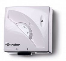 Finder Комнатный термостат; 1СО 16А; монтаж на стену; поворотная ручка; переключатель ЛЕТО/ЗИМА цвет белый
