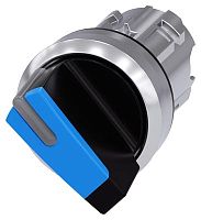 3SU1052-2BF50-0AA0 SELECTOR SWITCH, CAN BE ILLUM., 22MM, ROUND, METAL, SHINY, BLUE, SHORT SELECTOR SWITCH, 2 SWITCH POSITIONS O-I, LATCHING, ACTUATING ANGLE 90 DEG., 10:30H/13:30H