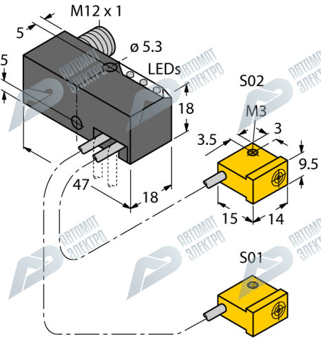 Индуктивный датчик TURCK NI2-Q9.5-AP6-0.1-FS4.4X3/S304