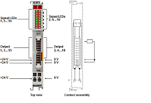 Beckhoff. 16-канальный модуль цифрового выхода 24 В постоянного тока, 0,5 A, подключение по ленточному кабелю - KL2872 Beckhoff