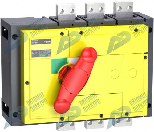 SE Compact INS/INV Выключатель-разъединитель INS1250 3P красная рукоятка/желтая панель