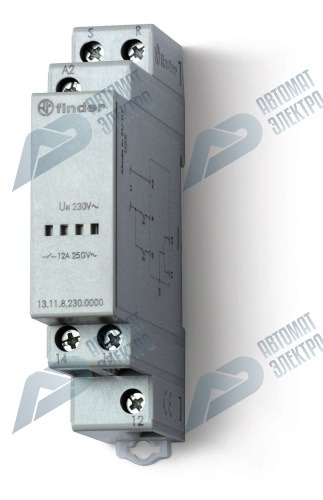 Finder Модульное электронные вызывное реле со сбросом; 1СO 12A; питание 230В АC; ширина 17.5мм; степень защиты IP20
