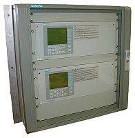 7MB1950, Set GGA system (generatorgas analyzer) with redundant Calomat 6E analyzers for control of hydrogen in turbo generators, measuring components, Ar/CO2 in Air, H2 in Ar/CO2, H2 in Air (smallest range: 80-100%) . Serial-Nr. Calomaten:   + 1 Satz Doku