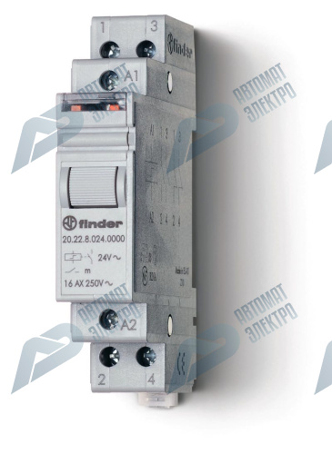 Finder Модульное электромеханическое шаговое реле; 2NO 16А, 4 состояния; контакты AgSnO2; питание 24В DC; ширина 17.5мм; степень защиты IP20; упаковка