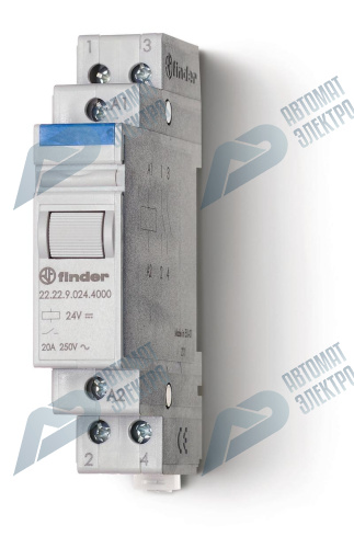 Finder Модульный контактор; 2NO 20А; контакты AgSnO2; катушка 48В АС; ширина 17.5мм; степень защиты IP20; опции: нет