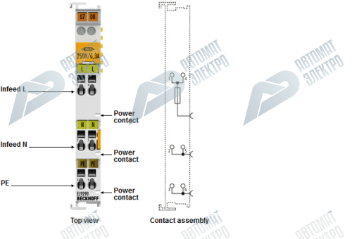 Beckhoff. пассивный модуль питания потенциала, до 400 В переменного тока - EL9290 Beckhoff