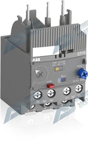ABB Реле перегрузки электронное EF19-1.0 диапазон уставки 0,3…1,0А для контакторов AF09-AF38, класс перегрузки 10, 20, 30
