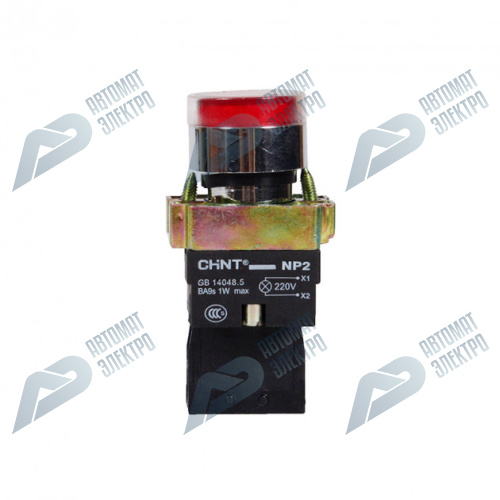 Кнопка управления NP2-BW3462 1НЗ красная AC220В(LED) IP40 (CHINT) 573823
