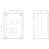 3SB3802-3A, КОРПУСWITH CHOICE OF COMPONENTS МЕТ. 2 COMMAND POINTS ДЛЯ FRONT PLATE MOUNTING FOR METRIC GLANDS