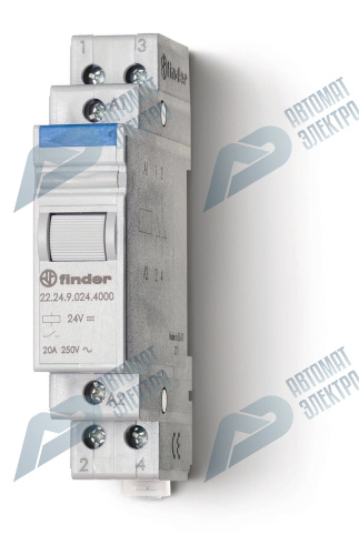 Finder Модульный контактор; 2NC 20А; контакты AgSnO2; катушка 24В АС; ширина 17.5мм; степень защиты IP20; опции: нет