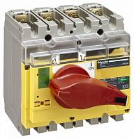 SE Compact INS/INV Выключатель-разъединитель INV100 4P красная рукоятка/желтая панель
