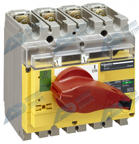 SE Compact INS/INV Выключатель-разъединитель INV160 3P красная рукоятка/желтая панель