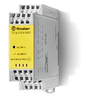 Finder Модульное электромеханическое реле безопасности (реле с принудительным управлением контактами); 4NO+2NC 6A; контакты AgNi+Au; катушка 110В DC;