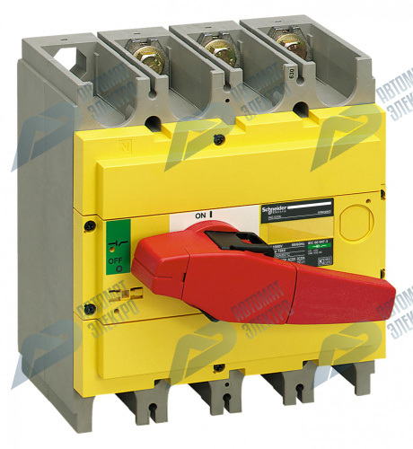 SE Compact INS/INV Выключатель-разъединитель INS400 3P красная рукоятка/желтая панель