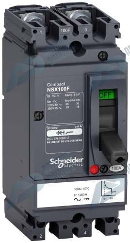 SE Compact NSX Силовой Автоматический выключатель 2P Iu=16А диапазон уставки тока расцепления: 190А 18кА IP30 фото 2
