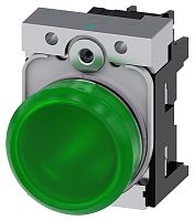 3SU1152-6AA40-1AA0 СВЕТОВОЙ ИНДИКАТОР, 22MM, КРУГЛЫЙ, МЕТАЛЛИЧЕСКИЙ ГЛЯНЦЕВЫЙ, ЗЕЛЕНЫЙ МАТОВЫЙ РАССЕИВАТЕЛЬ, С ДЕРЖАТЕЛЕМ, МОДУЛЬ ПОДСВЕТКИ С ИНТЕГРИРОВАННЫМ СВЕТОДИОДОМ 24V AC/DC, ВИНТОВЫЕ КЛЕММЫ