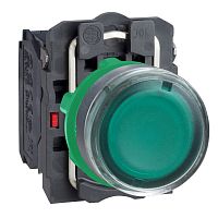 SE XB5 Кнопка с возвратом зеленая с подсветкой 230В 1НО+1НЗ