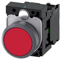 3SU1130-0AB20-1BA0 КНОПКА, 22MM, КРУГЛАЯ, ПЛАСТИК С МЕТАЛЛИЧЕСКИМ ФРОНТАЛЬНЫМ КОЛЬЦОМ, КРАСНАЯ, ПЛОСКАЯ КНОПКА, КОНТАКТЫ МГНОВЕННОГО ДЕЙСТВИЯ, С ДЕРЖАТЕЛЕМ, 1NO, ВИНТОВЫЕ КЛЕММЫ