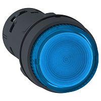 SE Кнопка с подсветкой, монолит., 22мм с возвратом, 1НО, синяя, LED