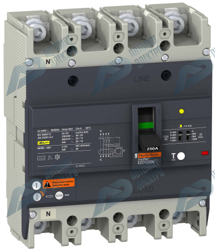 SE EasyPact EZC Автоматический выключатель с дифференциальной защитой 25кA 415В 4P3Т 200A фото 2